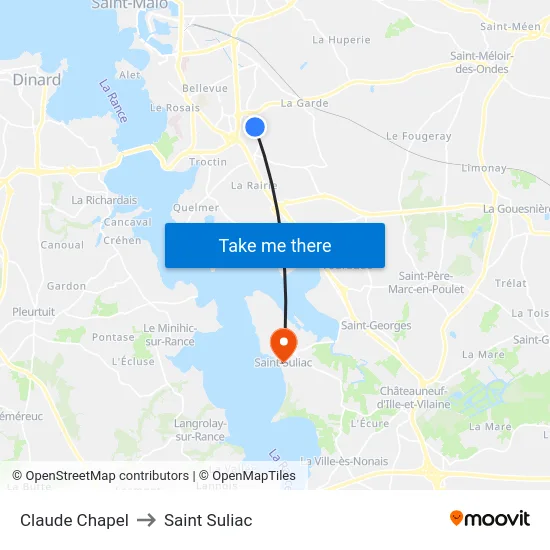 Claude Chapel to Saint Suliac map