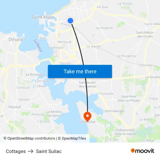 Cottages to Saint Suliac map