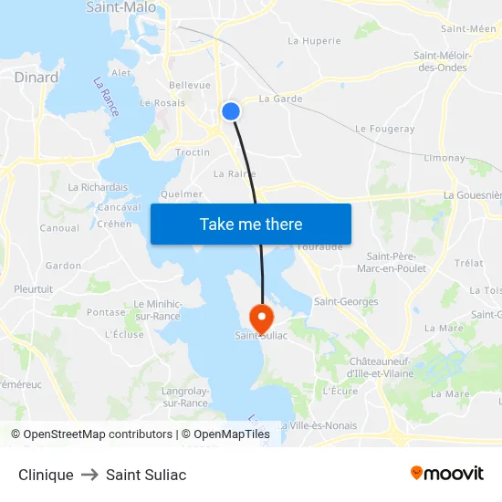 Clinique to Saint Suliac map