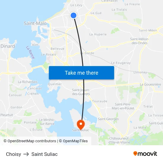 Choisy to Saint Suliac map