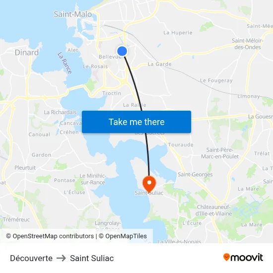 Découverte to Saint Suliac map