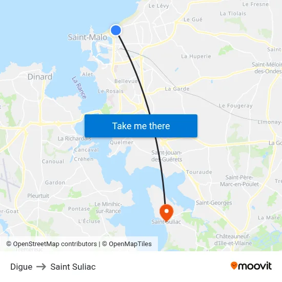 Digue to Saint Suliac map