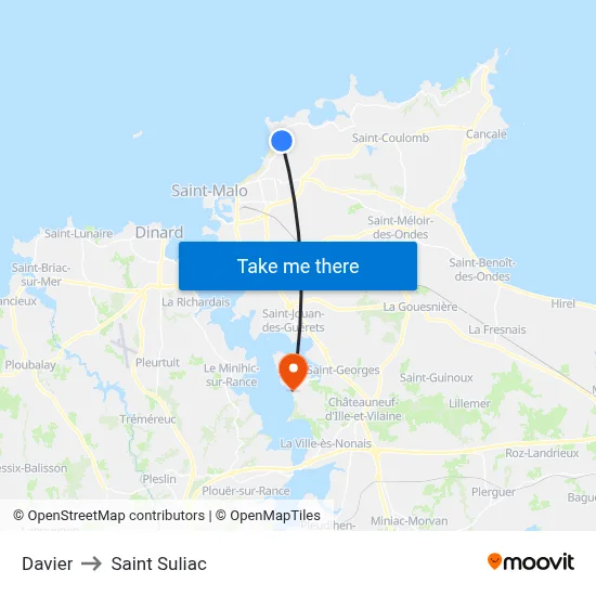 Davier to Saint Suliac map