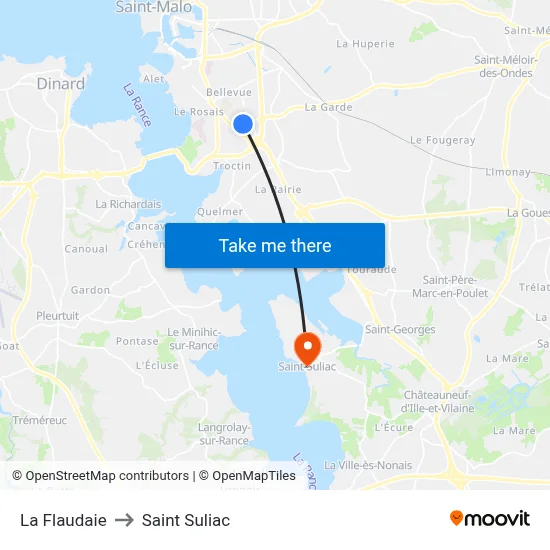 La Flaudaie to Saint Suliac map