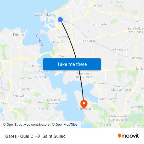 Gares - Quai C to Saint Suliac map