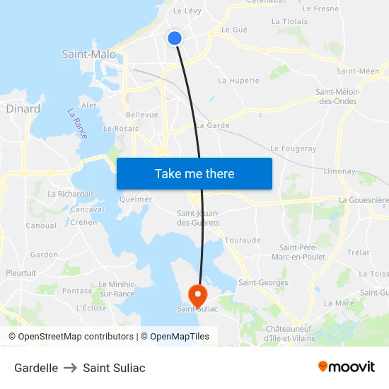 Gardelle to Saint Suliac map