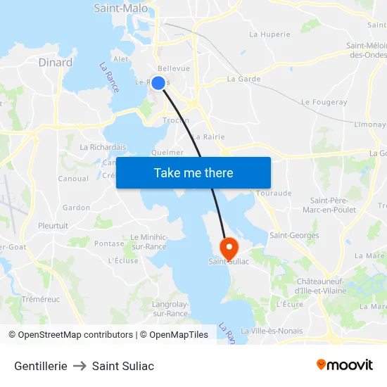Gentillerie to Saint Suliac map