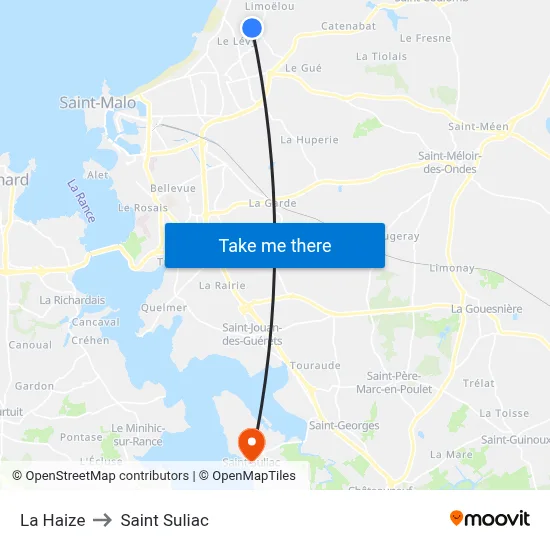 La Haize to Saint Suliac map