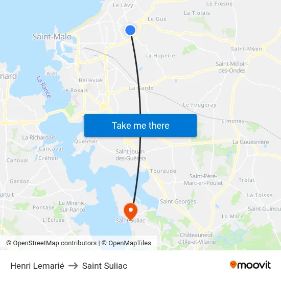 Henri Lemarié to Saint Suliac map