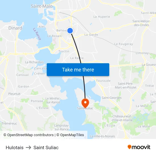 Hulotais to Saint Suliac map