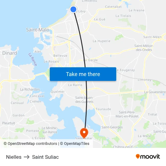 Nielles to Saint Suliac map