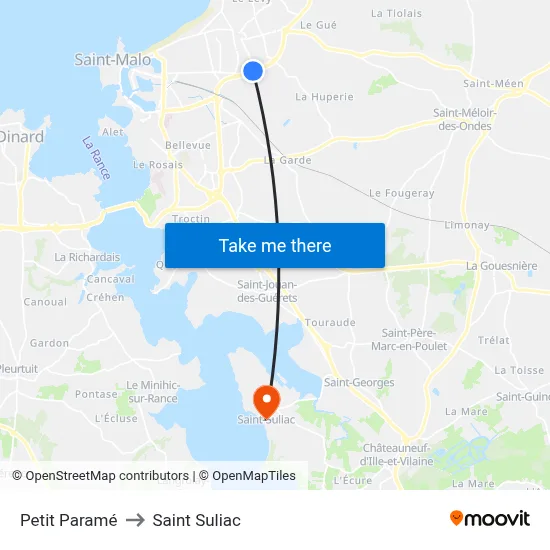 Petit Paramé to Saint Suliac map
