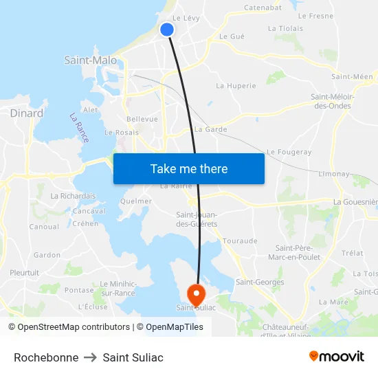 Rochebonne to Saint Suliac map