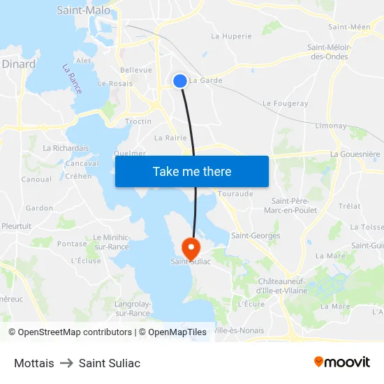 Mottais to Saint Suliac map