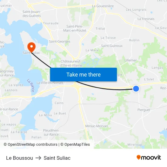Le Boussou to Saint Suliac map
