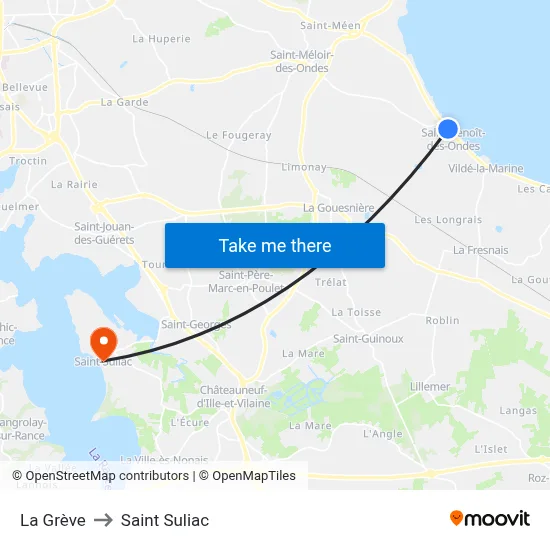 La Grève to Saint Suliac map