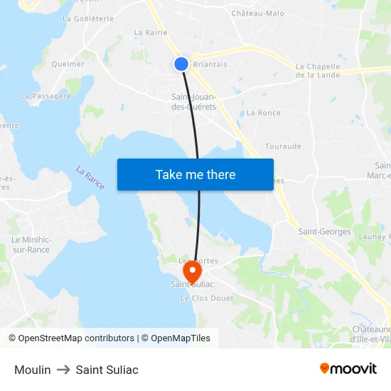 Moulin to Saint Suliac map