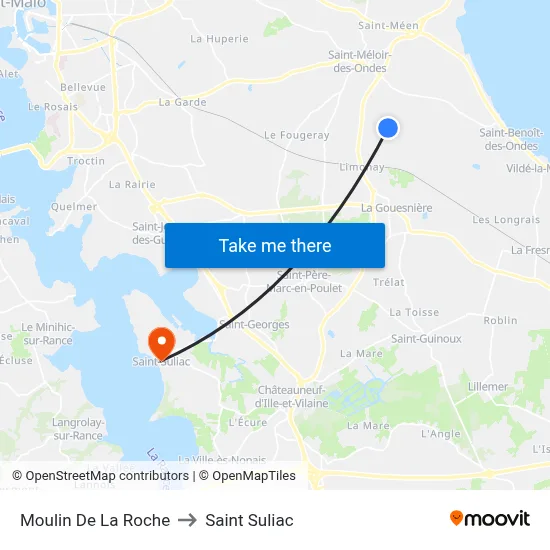 Moulin De La Roche to Saint Suliac map