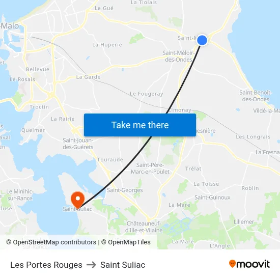 Les Portes Rouges to Saint Suliac map