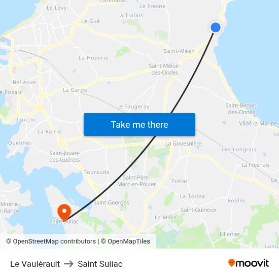 Le Vaulérault to Saint Suliac map