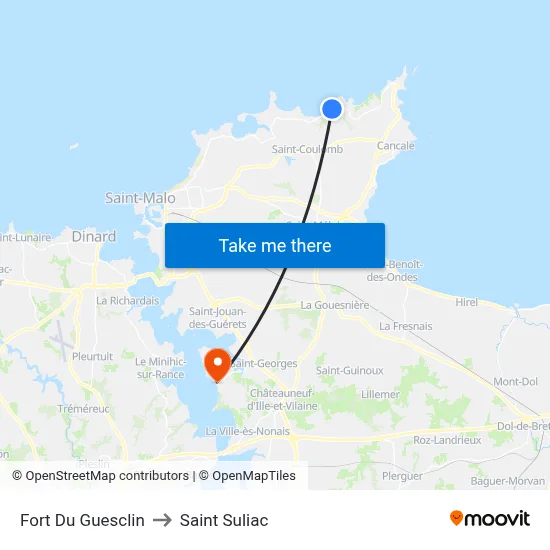 Fort Du Guesclin to Saint Suliac map