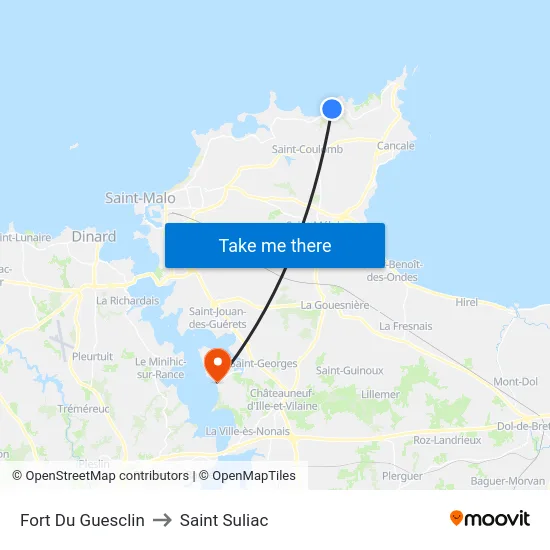 Fort Du Guesclin to Saint Suliac map