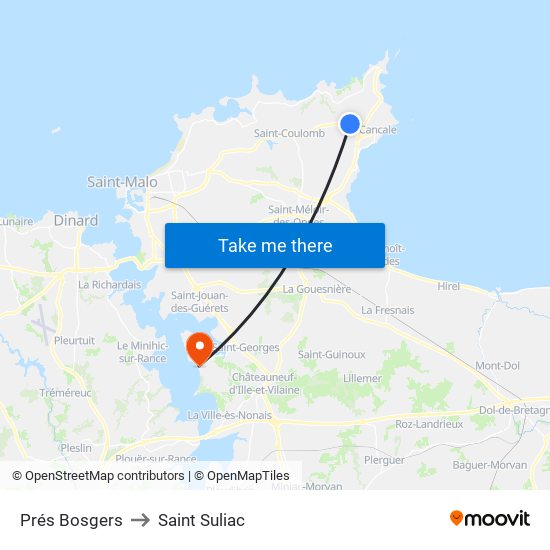 Prés Bosgers to Saint Suliac map