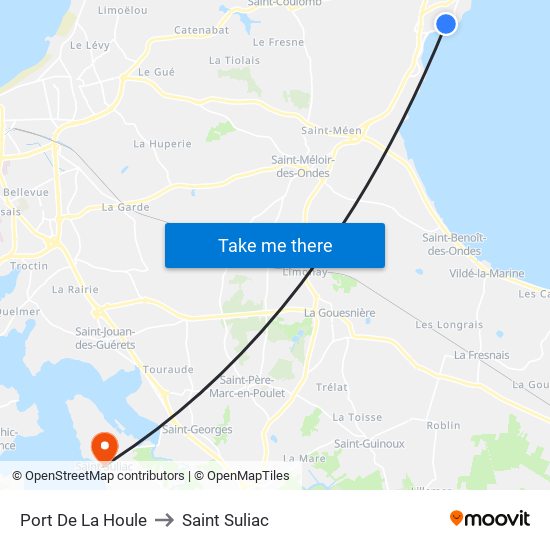 Port De La Houle to Saint Suliac map