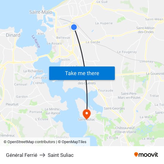 Général Ferrié to Saint Suliac map