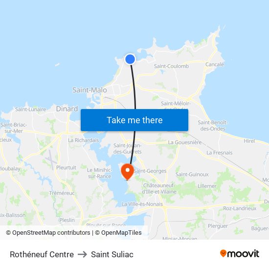 Rothéneuf Centre to Saint Suliac map