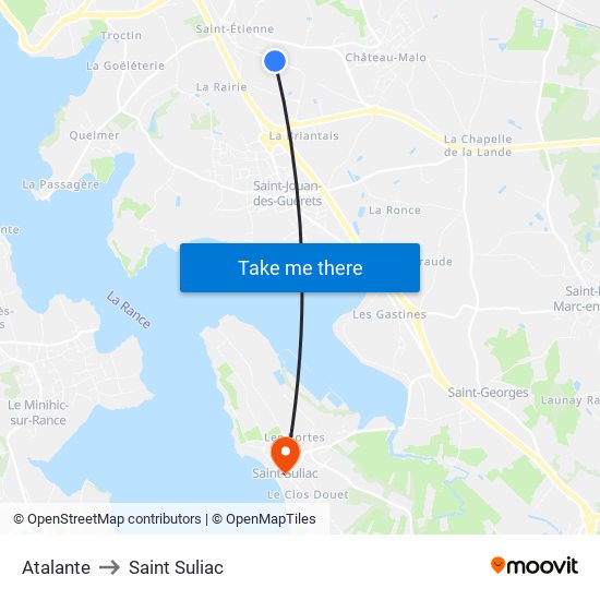 Atalante to Saint Suliac map