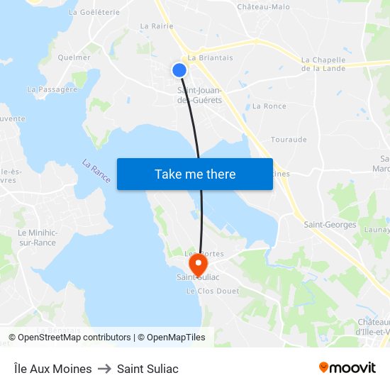 Île Aux Moines to Saint Suliac map