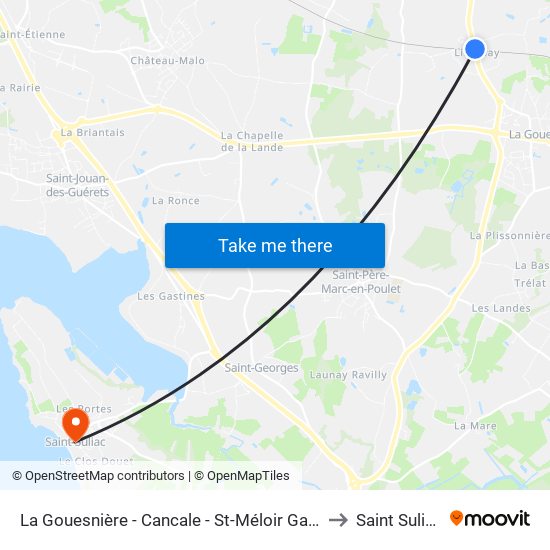 La Gouesnière - Cancale - St-Méloir Gare to Saint Suliac map