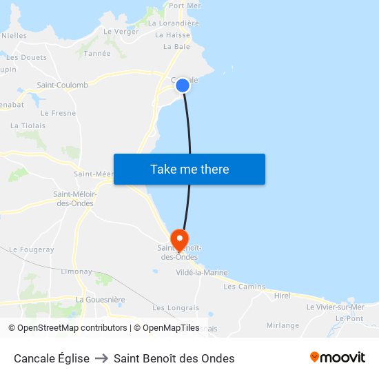 Cancale Église to Saint Benoît des Ondes map