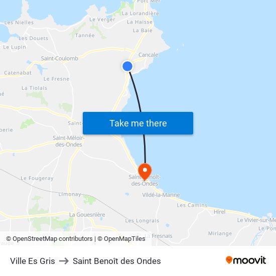 Ville Es Gris to Saint Benoît des Ondes map