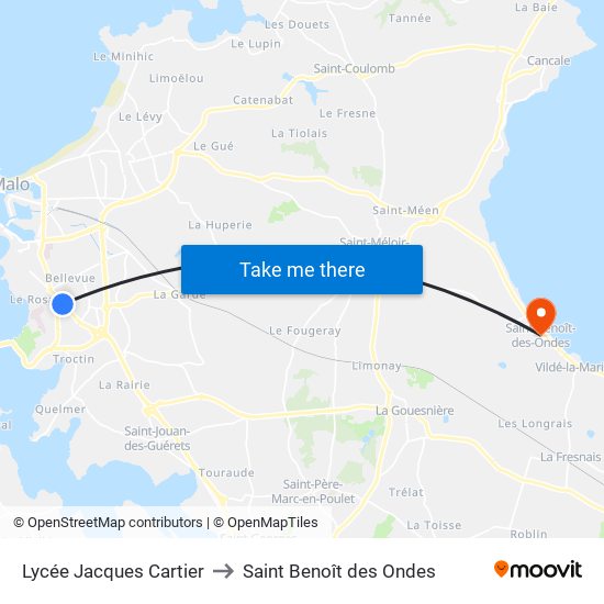 Lycée Jacques Cartier to Saint Benoît des Ondes map