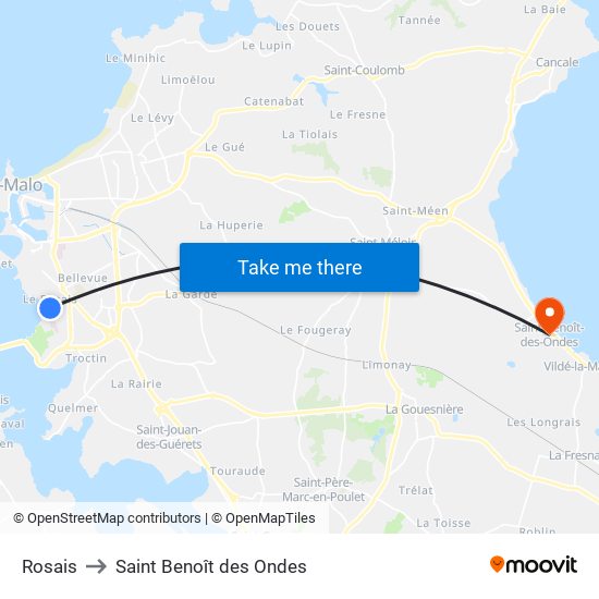 Rosais to Saint Benoît des Ondes map
