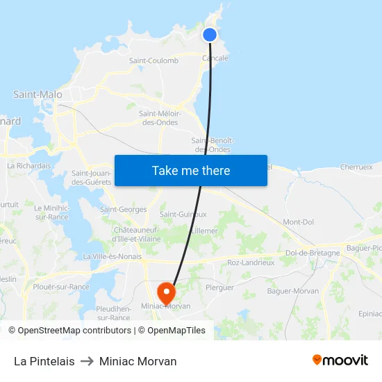 La Pintelais to Miniac Morvan map