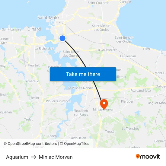 Aquarium to Miniac Morvan map