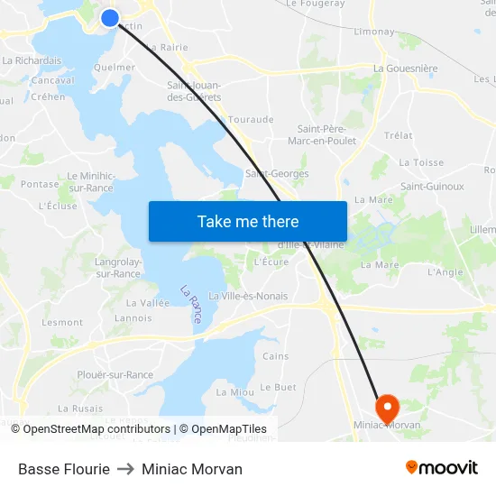 Basse Flourie to Miniac Morvan map
