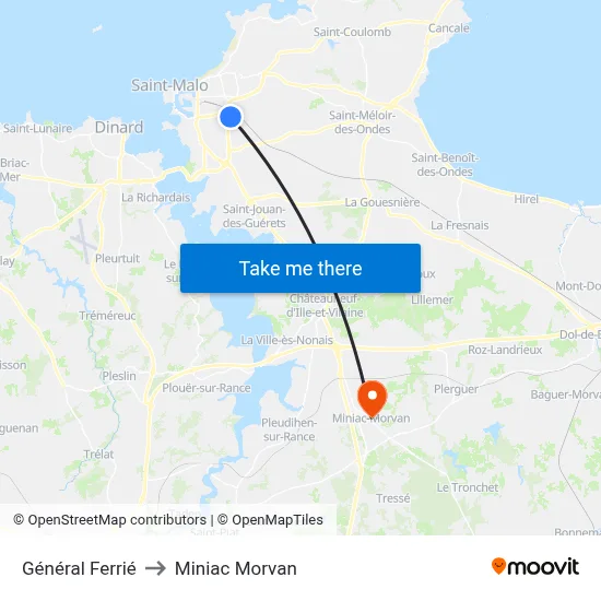 Général Ferrié to Miniac Morvan map