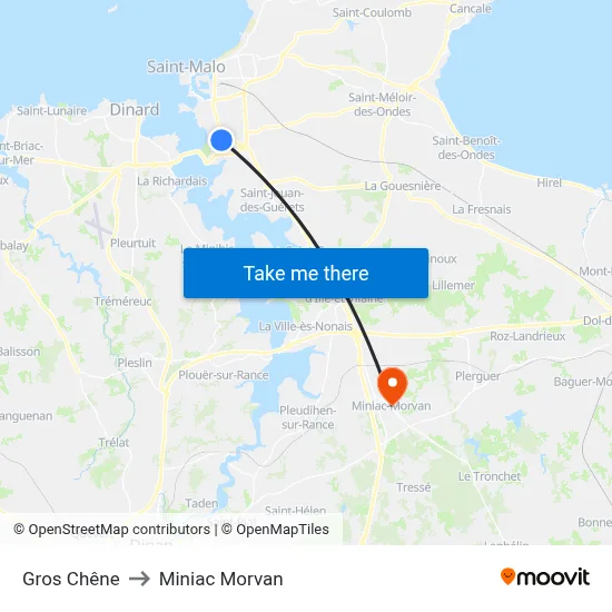 Gros Chêne to Miniac Morvan map