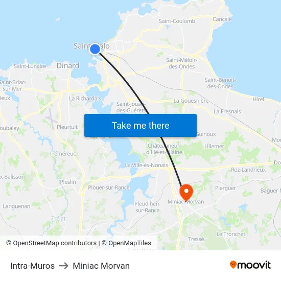 Intra-Muros to Miniac Morvan map