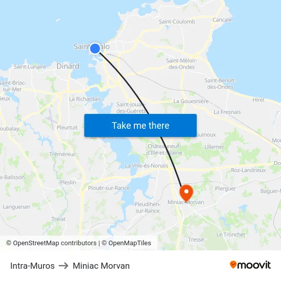 Intra-Muros to Miniac Morvan map