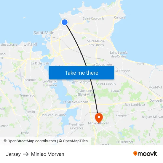 Jersey to Miniac Morvan map