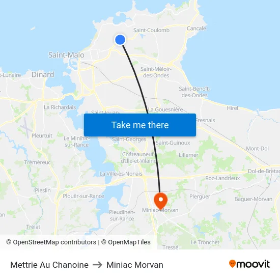 Mettrie Au Chanoine to Miniac Morvan map