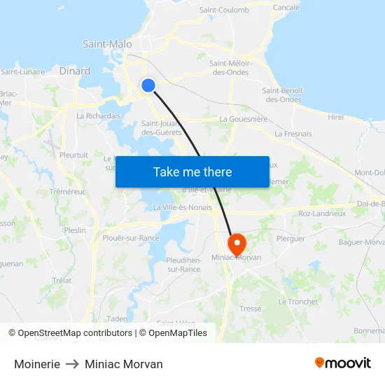Moinerie to Miniac Morvan map