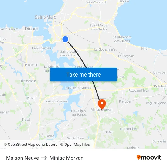 Maison Neuve to Miniac Morvan map