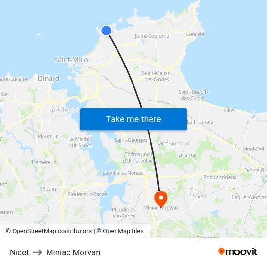 Nicet to Miniac Morvan map
