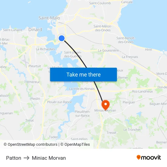 Patton to Miniac Morvan map